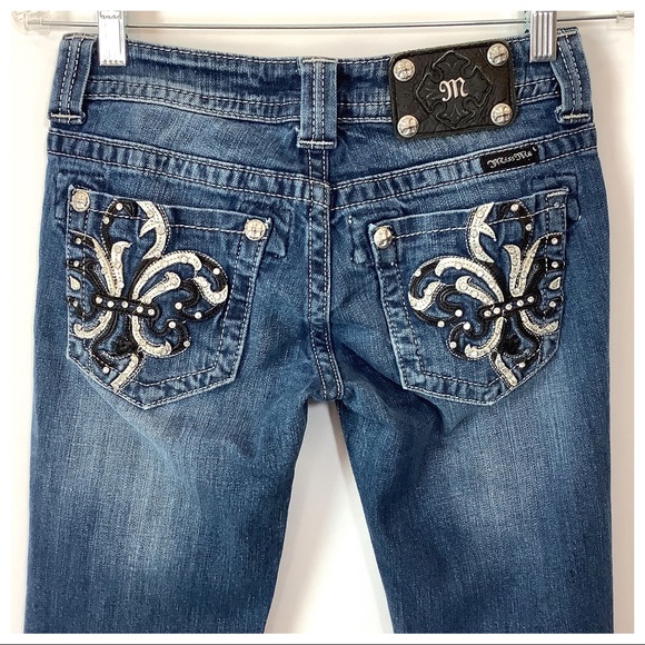 Miss Me Skinny Jeans Low Rise Embellished Bling 27 - Picture 5 of 14